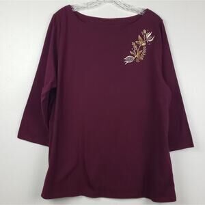 Ava + Viv | 3/4 Sleeve Maroon Top in Size 1X